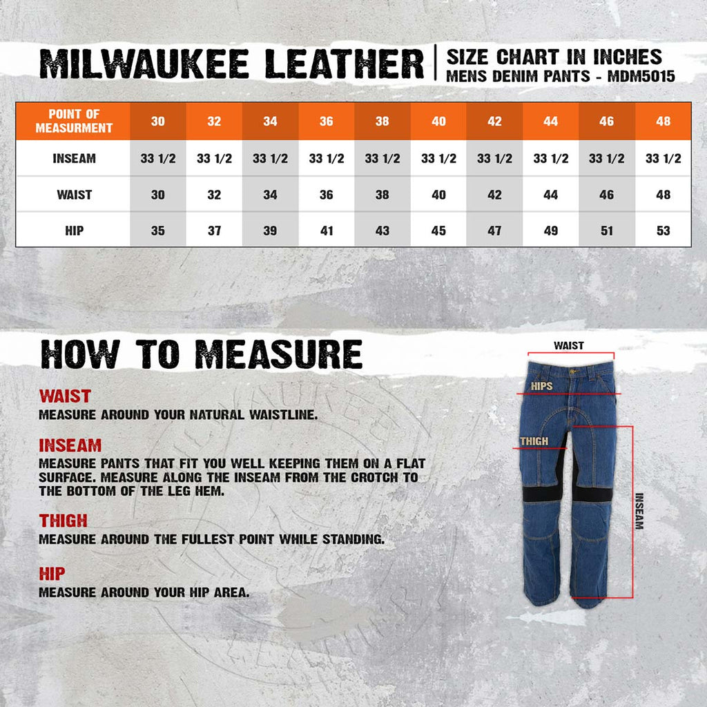 Milwaukee Leather Men's Armored Classic Fit Blue Denim Motorcycle Racing Style Pants - MDM5015
