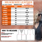 Milwaukee Leather MLL4546 Women's Black Premium Leather Lightweight V-Neck Motorcycle Rider Vest w/ Side Laces