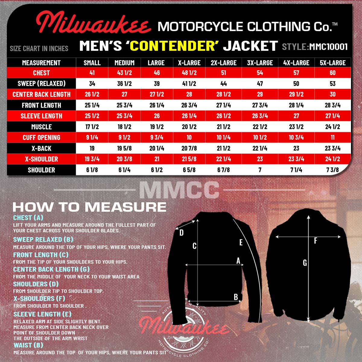 MMCC Men's Contender Black Leather Motorcycle Jacket - MMC10001