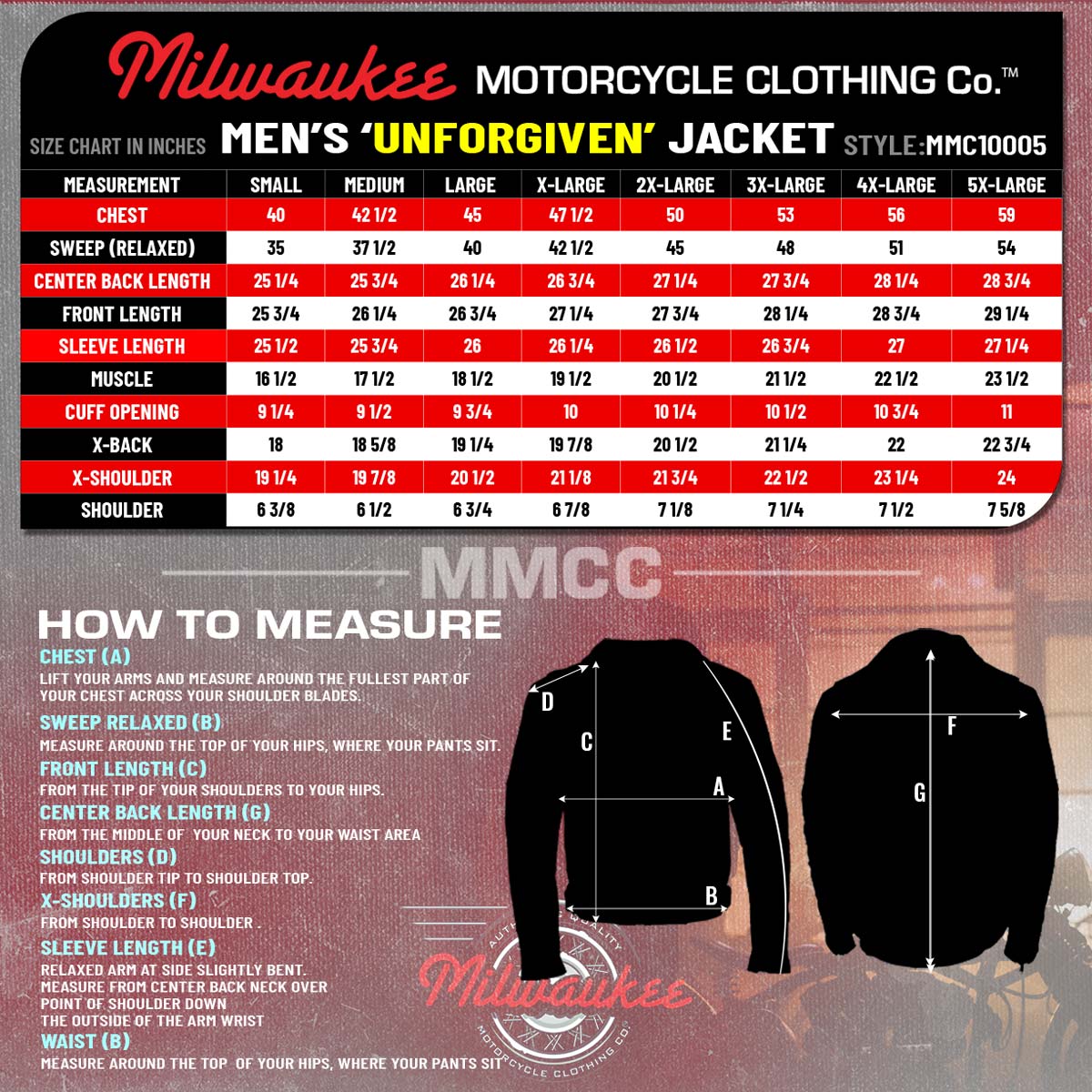 MMCC Men's Unforgiven Leather Motorcycle Jacket - MMC10005