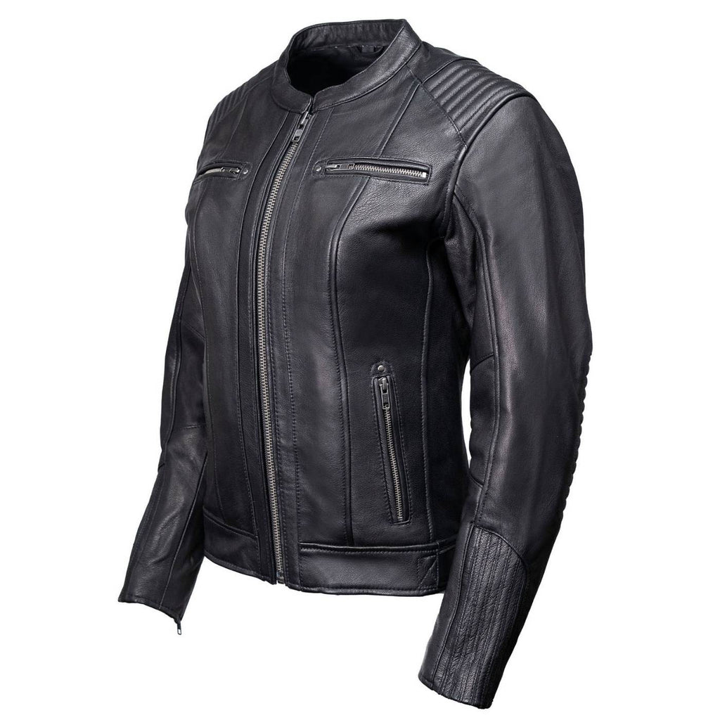 MMCC Women's Rebel Black Leather Motorcycle Jacket - MMC20002