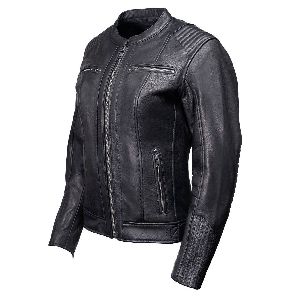 MMCC Women's Rebel Black Leather Motorcycle Jacket - MMC20002