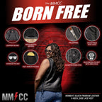MMCC Women's Born Free Black Leather Motorcycle Vest - MMC40002