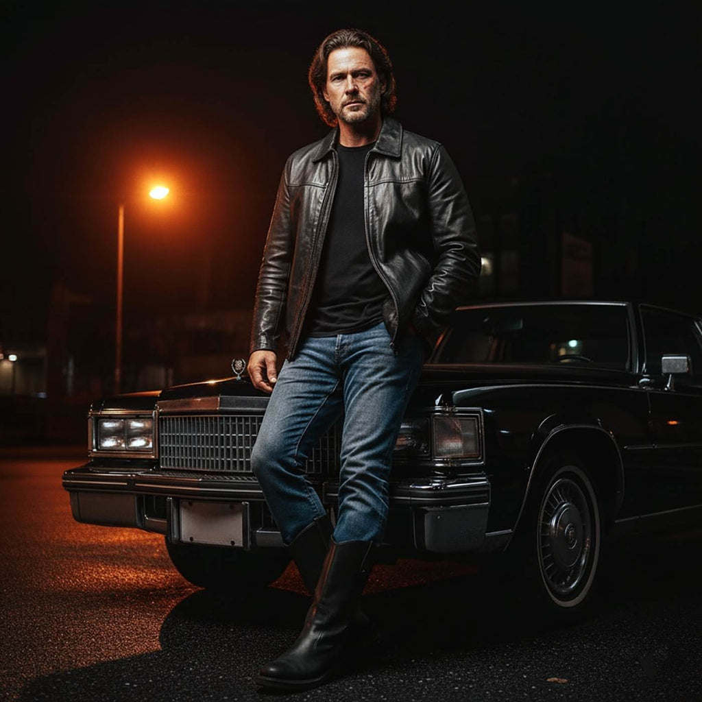 Milwaukee Leather SFM1820 Men's Classic 'JD' Black Lambskin Leather Jacket with Zipper Closure