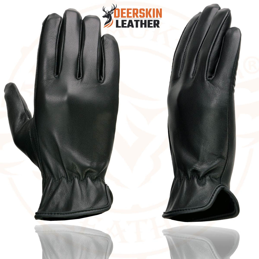 Milwaukee Leather SH886 Women's USA Deerskin Black Leather Unlined Lightweight Motorcycle Rider Gloves