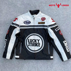 Plus Size Lucky Strike White Leather Jacket Unisex