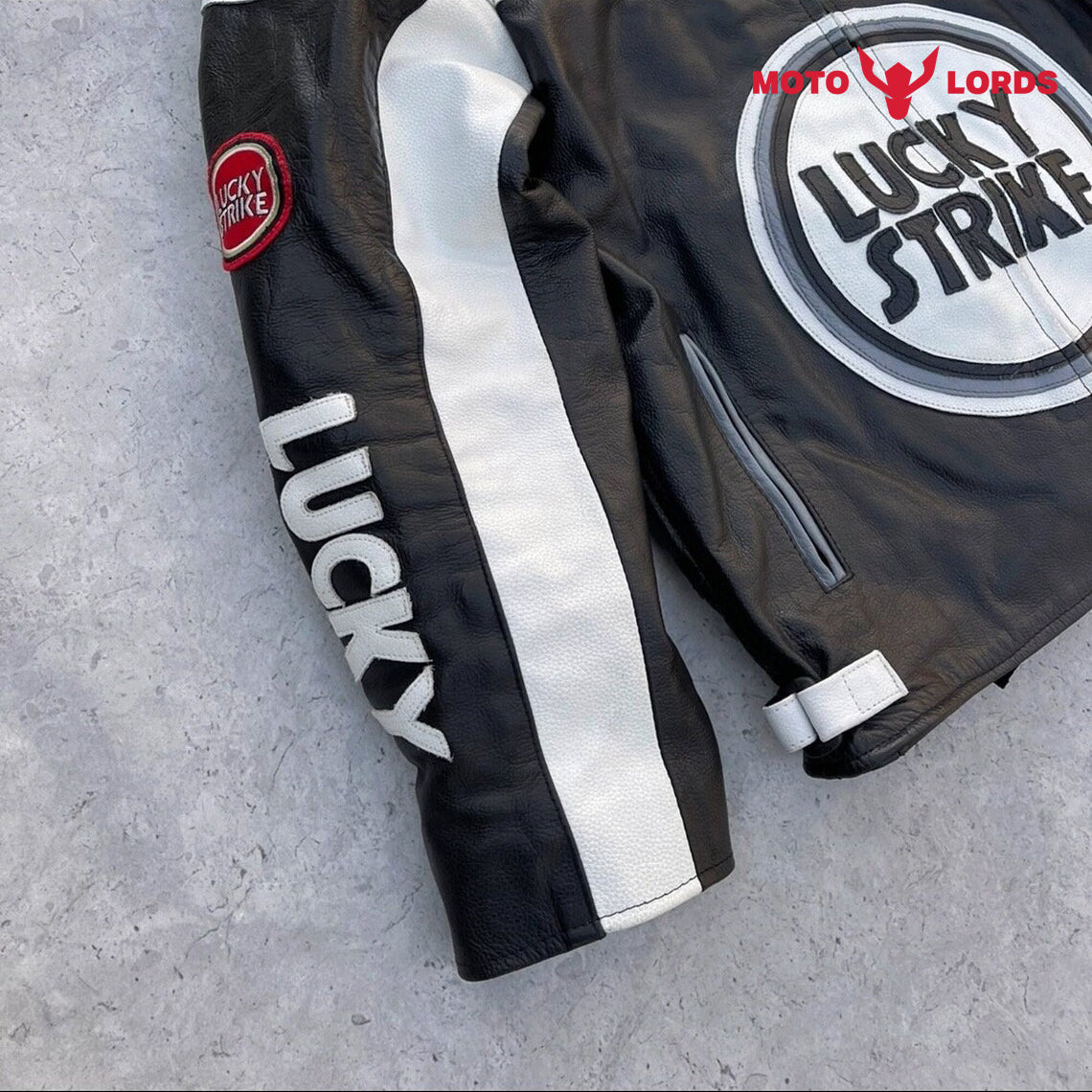 Plus Size Lucky Strike White Leather Jacket Unisex