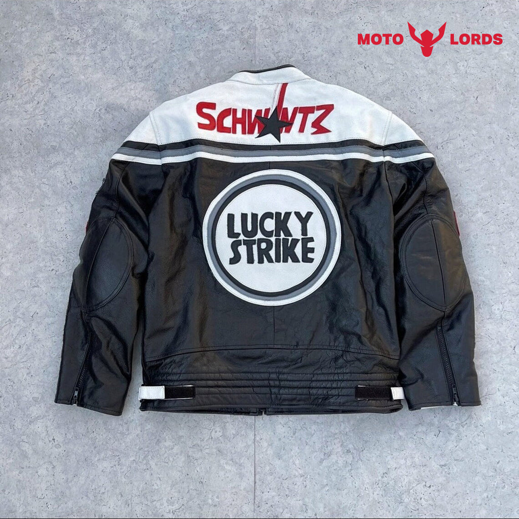 Plus Size Lucky Strike White Leather Jacket Unisex