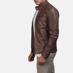 New Men Dark Brown Motorcycle Racing Biker Leather Jacket