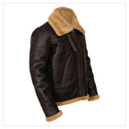 Men Aviator Flying Bomber Airforce RAF Brown Shearling Leather Jacket