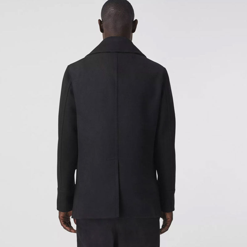 Men’s Black Fleece Peacoat – Stylish & Warm Winter Coat