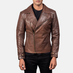 New Raiden Brown Motorcycle Racing Moto Men Biker Leather Jacket