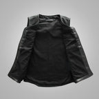 Mens Black Sheepskin Waistcoat Cowboy Genuine Leather Vest