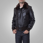 Men Dark Brown Flying Aviator RAF A2 Cowhide Leather Flight Jacket