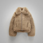 Womens Brown Winter Shearling Leather Jacket