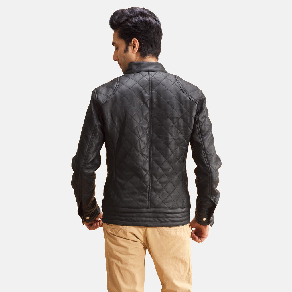 Men Black New Moto Racing Motorcycle Leather Biker Jacket