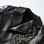 Men's Gothic Punk Leather Biker Jacket with Printed Back