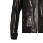 Black Patched Goatskin Casual Moto Biker Jacket