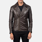 Brown Moto New Motorcycle Riding Leather Biker Jacket For Men