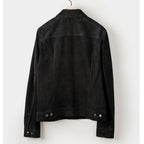 Black Men’s Suede Leather Shirt Jacket - Jeans Style