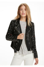 Black Women’s Spiked Studded Leather Motorcycle Jacket