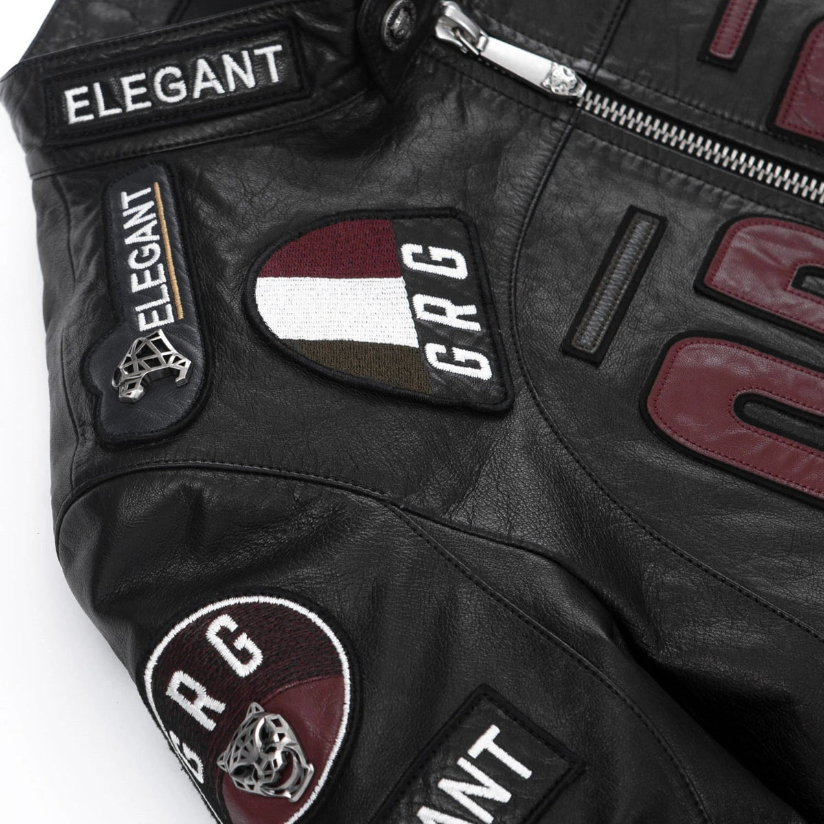 Black Full Patched Genuine Leather Racer Jacket
