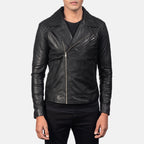New Men Black Moto Racing Biker Leather Riding Jacket
