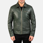 New Green Motorcycle Racing Moto Men Biker Leather Jacket