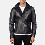 New Shearling Black Moto Racing Motorbike Leather Biker Jacket For Men