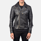 New Men Black Motorbike Racing Moto Leather Biker Jacket