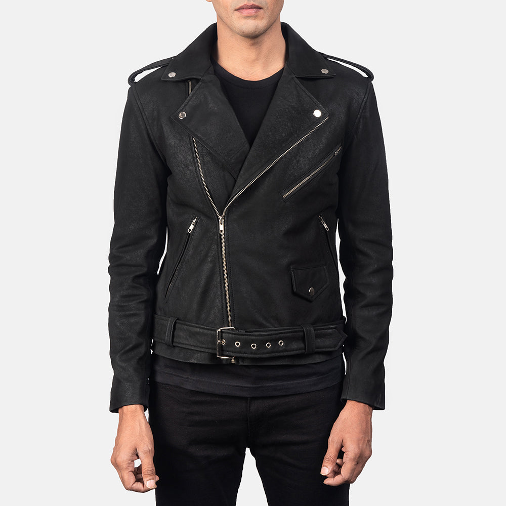 New Men Black Moto Racing Motorbike Leather Biker Jacket