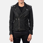 New Men Black Moto Racing Motorbike Leather Biker Jacket