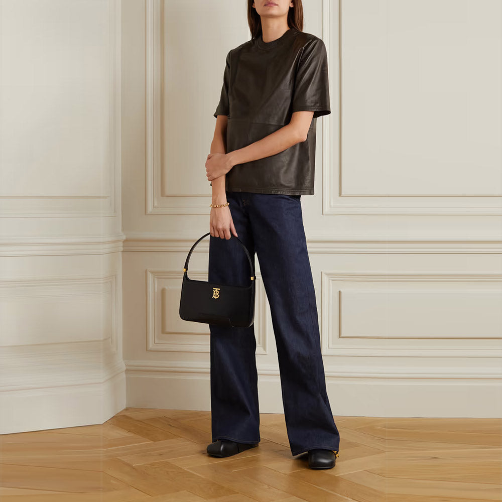Women's Half-Sleeve Smooth Soft Chocolate Leather Shirt