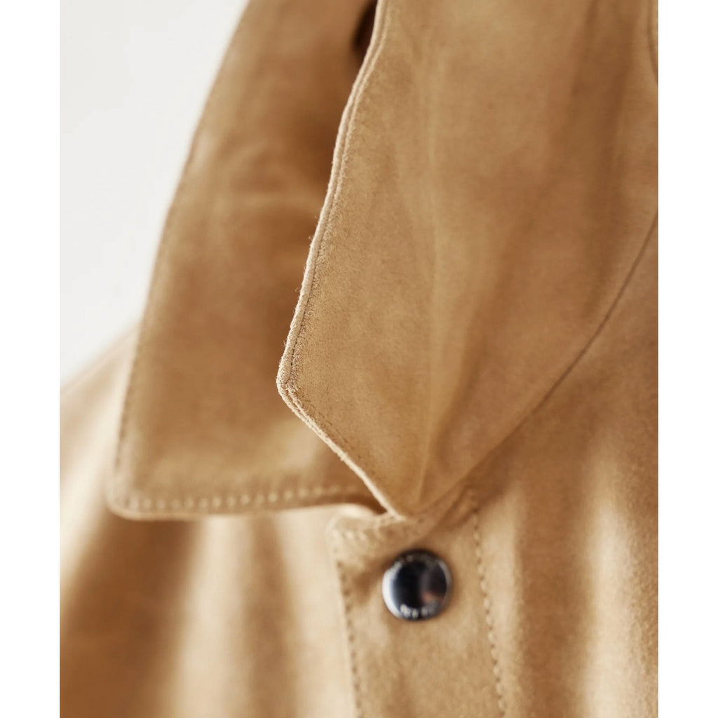 Men’s Cream Brown Suede Leather Shirt Jacket - Jeans Style