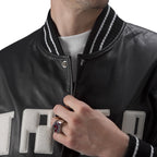 Black Men's Quilted Leather Varsity Jacket Letterman Jacket
