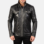 Hudson Black Riding Motorcycle Men Moto Leather Biker Jacket