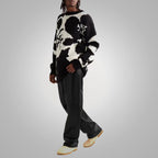 Men's Real Black Sheepskin Fashion Leather Jeans