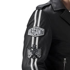 Black Asymmetric Zip Genuine Leather Motorcycle Jacket