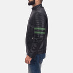 Men Night Trooper Black Motorcycle Racing Leather Biker Jacket