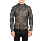 New Men Brown Moto Racing Motorbike Leather Biker Jacket