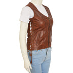 Women Brown Leather Vest