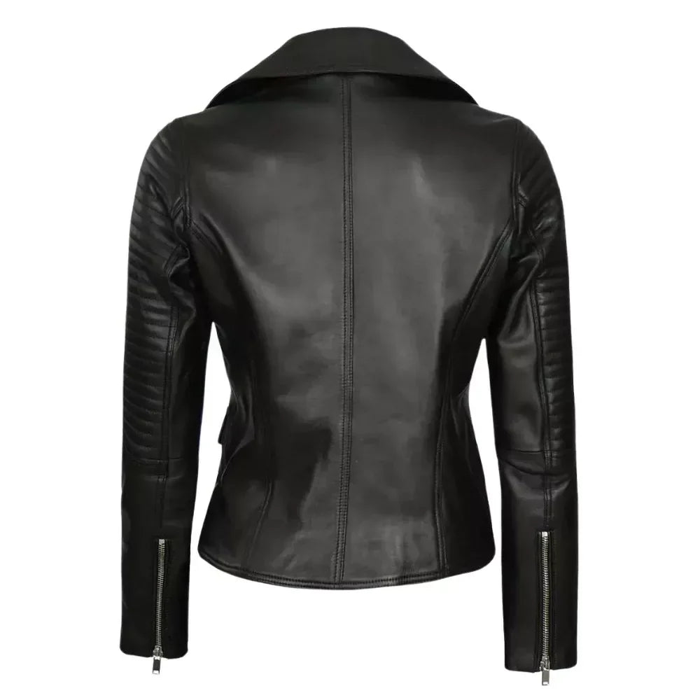 Womens Black Asymmetrical Leather Jacket
