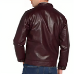 Mens Textured Classic Cafe Racer Brown Leather Jacket