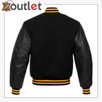 Jet Black Wool Varsity Jacket
