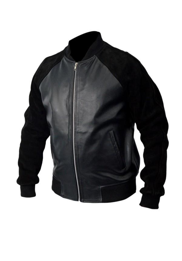 Andrew Garfield Black Leather Jacket With Suede