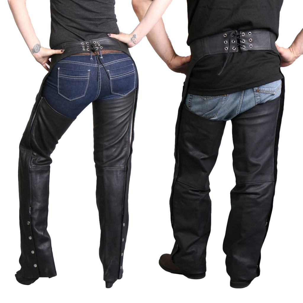 Hot Leathers CHM1001 Best Selling Black Fully Lined Unisex Leather Chaps