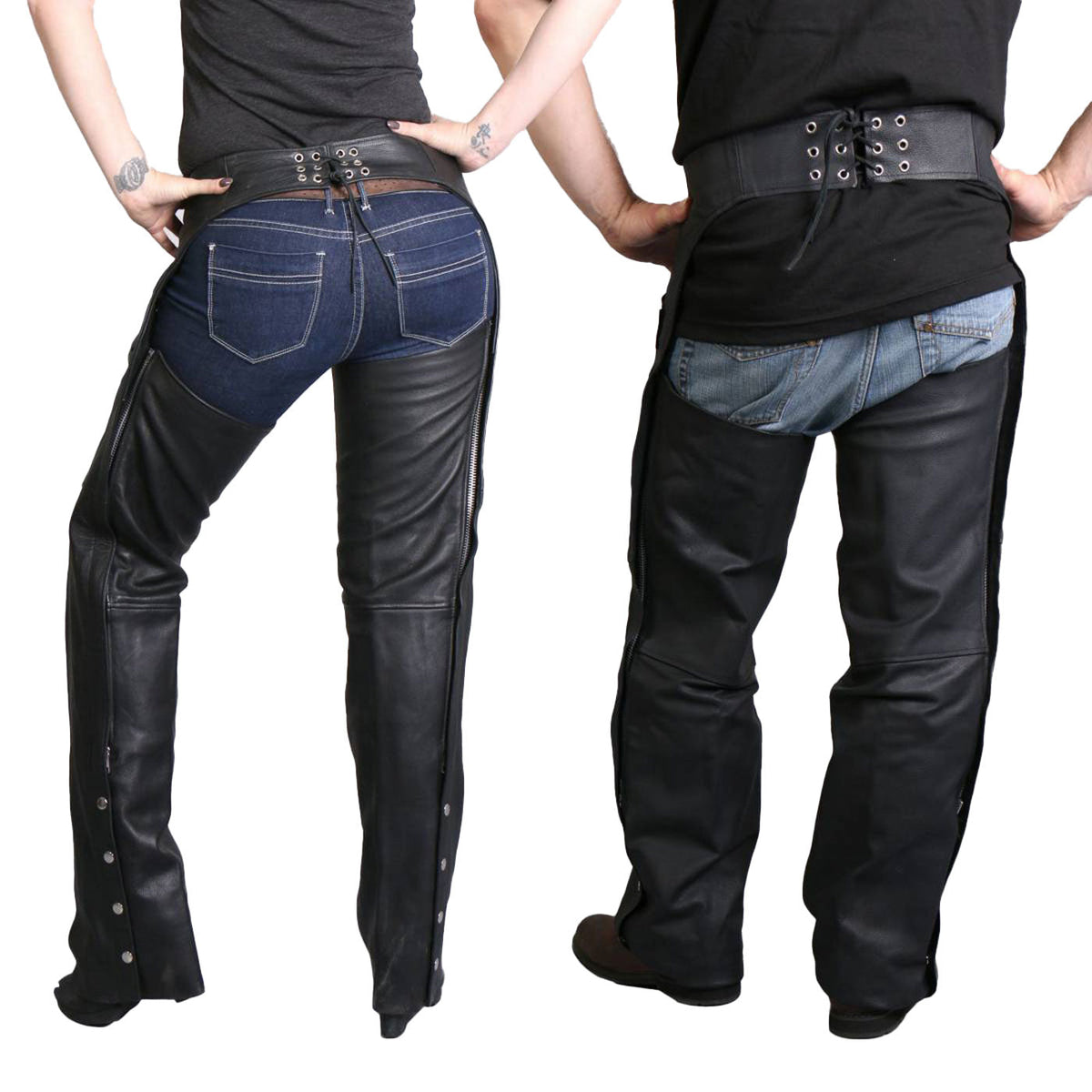 Hot Leathers CHM1001 Best Selling Black Fully Lined Unisex Leather Chaps