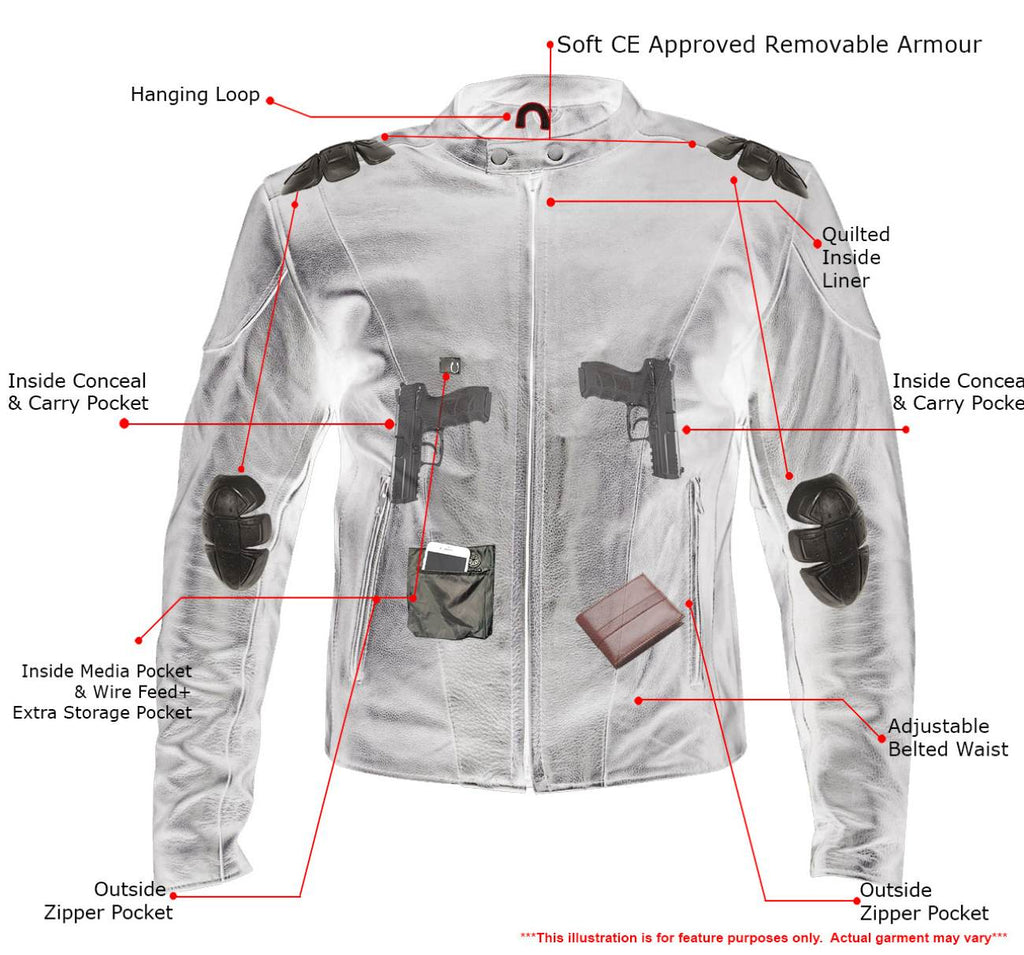 Milwaukee Leather Men's Premium Black Leather Motorcycle Riders Jacket with CE Armor Protection - LKM17003