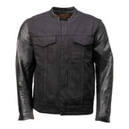 Milwaukee Leather Men's Night Shift Black Denim and Leather Sleeves Motorcycle Riders Jacket - MDM1003