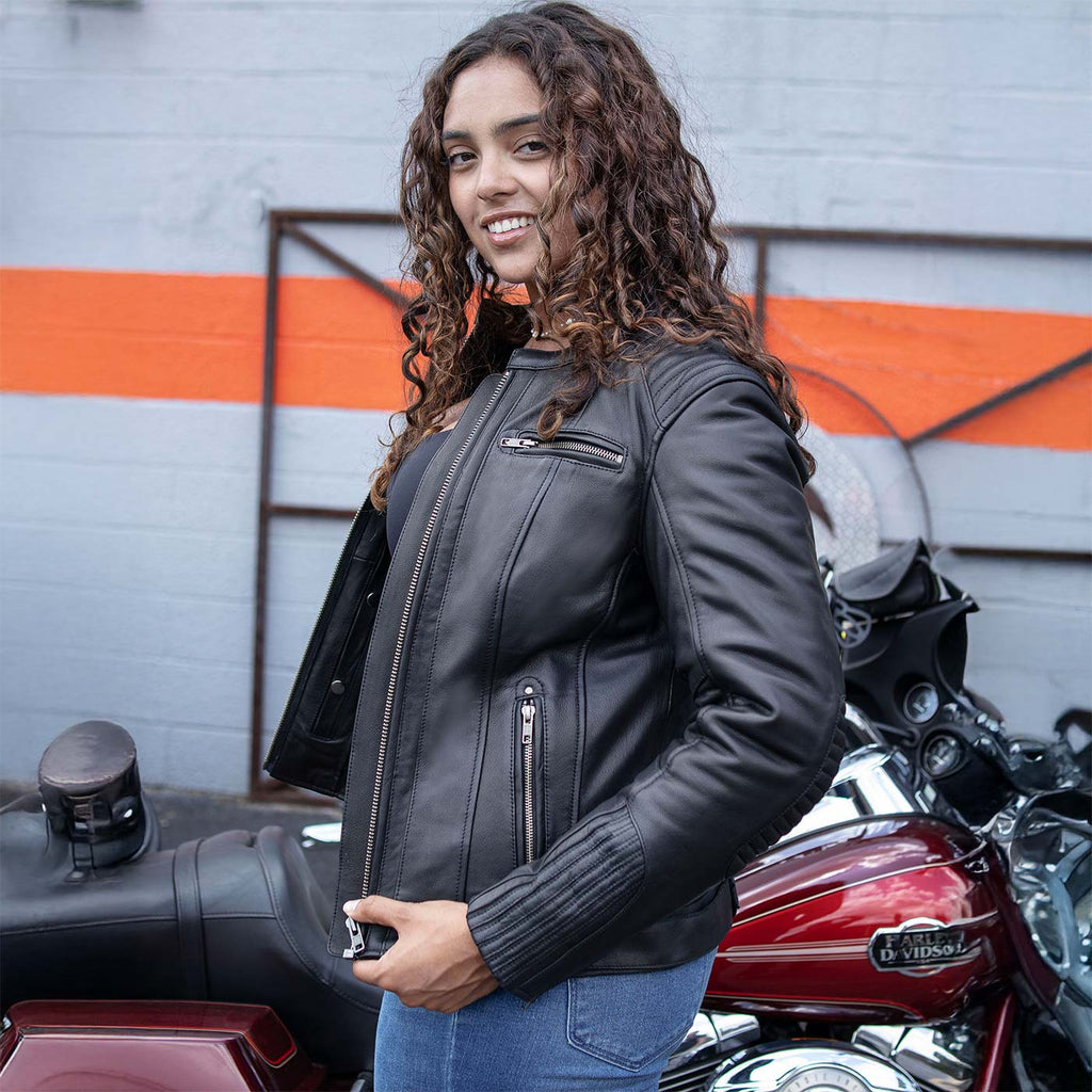 MMCC Women's Rebel Black Leather Motorcycle Jacket - MMC20002